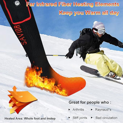 Heated Socks for Women and Men, 7.4v Rechargeable Battery Operated Socks Washable Electric Heated Foot Warmer Coolmax Socks for Hiking Camping Skiing Fishing Hunting Mountaineering