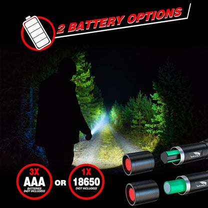HAUSBELL T8 Upgraded LED Flashlight Bright, Zoomable Tactical LED Flashlights Flash Light with High Lumens and Five Modes and Camping Accessories, 2 Pack