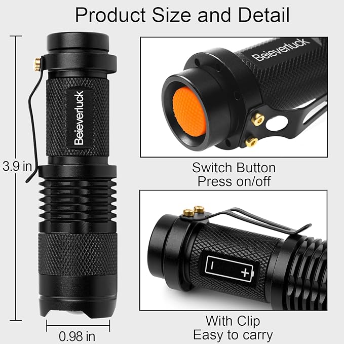 10 Pack Red Light Flashlight 3 Modes Red LED Flashlight Scalable Red Light Torch with Clip for Hunting Astronomy Night Observation and Outdoor Activities