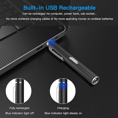 COSOOS 2 Rechargeable Pen Lights with Pupil Gauge & Ruler, Mini LED Penlights for Nurses Doctors, Warm/White Light with Clip, USB Rechargeable Penlight Flashlight Gifts for Nursing Student