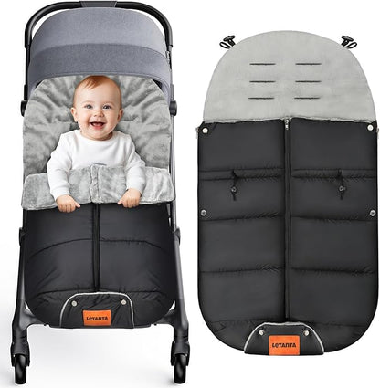 Warm Bunting Bag, Universal Stroller Cover for Winter Sleeping Bag Blanket Cold Weather, Waterproof Toddler Footmuff (Black, Large)