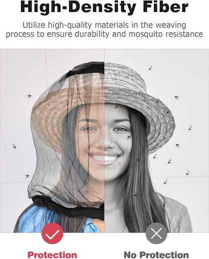 Mosquito Net Hat, 2-pack Mosquito Head Net Mesh for Outdoors Bug Net for Head Hiking Hats with Netting for Men Women