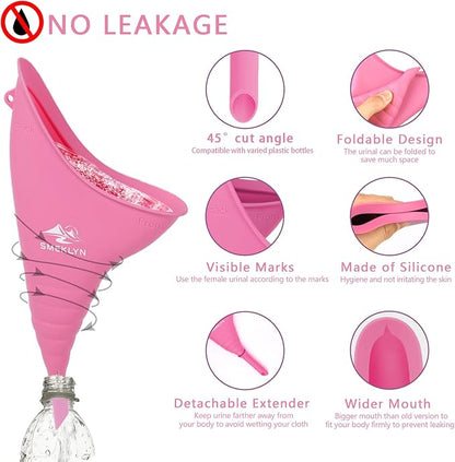 Female Urination Device Women Pee Funnel Reusable Silicone Urine Cup Female Urinal Post Surgery Pee Standing Up Perfect for Camping Hiking Travel Road Trip Accessories-Plus Size