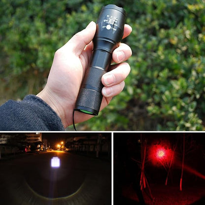M MAKETHEONE Red and White Flashlight, Super Bright 2in1 Handheld LED linternas Zoomable Aluminum Alloy Torch for Camping Hiking Caving Indoor Emergencies