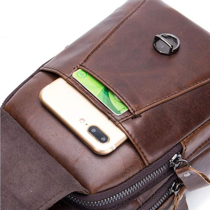 KPYWZER Vintage Leather Sling Bag Bags for Men Women Backpack Shoulder Messenger Crossbody Outdoor Travel Hiking Camping Tactical Chest Pack Daypack Brown