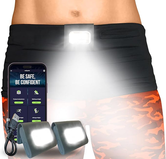 AVANTO Clip On Running Light Classic, Original, 200Lumen LED Light, 1h Usetime, Night Running Gear for Runners, USB Rechargable Running Lights for Runners and Joggers, Addon to Reflective Vests