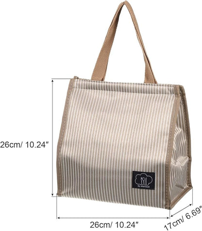 PATIKIL Insulated Lunch Bag, Oxford Cloth Waterproof Lunch Tote Bag Thermal Portable Lunch Box Food Container for Work Office Picnic Outdoor, 10.24"x6.69"x10.24", Khaki