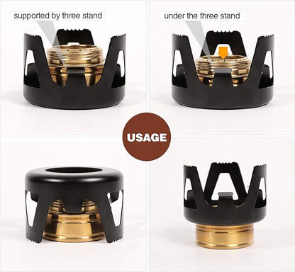 REDCAMP Mini Alcohol Stove for Backpacking, Lightweight Brass Spirit Burner with Aluminium Stand for Camping Hiking, Green