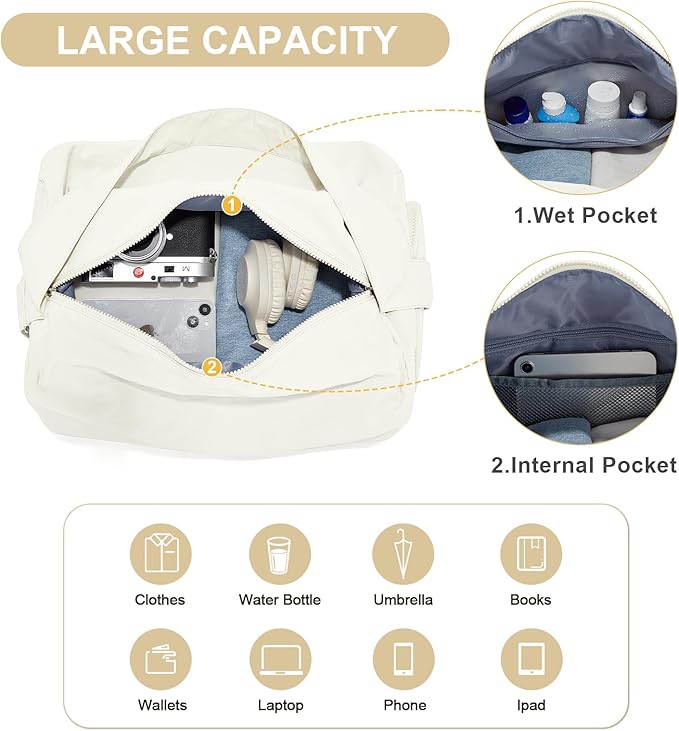 Small Gym Bag with Shoe Compartment, Workout Sport Duffle Bag for Women Travel, Waterproof Shoulder Overnight Bags Lightweight Carry on Tote Bags for Swim, Yoga, Dance