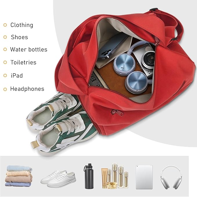 Small Gym Bag for Women Sports Duffel Bag with Shoes Compartment, Waterproof Travel Duffel Bag Carry on Bag Overnight Bag Weekender Bags for Workout Swimming Yoga Dance