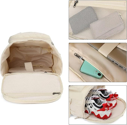 Gym Duffle Bag Backpack 4-Way Waterproof with Shoes Compartment for travel Sport Hiking laptop (Sea salt white) XL