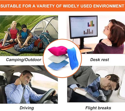 4Pack Ultralight A4 Size Inflatable Travel Pillow, Small Squared Flocked Fabric Air Pillow for Traveling, Holiday Trip, Hiking, Camping,Napping,Neck Lumbar Support(Gray,Sky Blue,Red,Deep Blue)