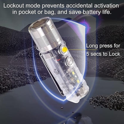 RovyVon A28 Gen 2 1000 Lumens EDC Flashlight, 6500K Cool White LED, USB-C Rechargeable, Dual Button for Momentary On/Lock Mode, Magnetic Clip, Gift for Ourdoor Emergency(365nm/White)
