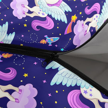 AILONEN Cartoon Fox Camping Sleeping Bag for Boys Girls Adults,Lightweight & Waterproof,3 Season Warm & Cold Weather,Portable,Kawaii Fox Printed Sleeping Bag,Traveling,Camping,Hiking