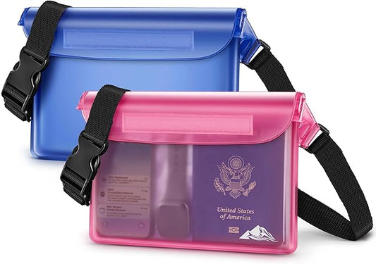 HEETA Waterproof Fanny Pack, Waterproof Pouch Dry Bag 2/3/4 Pack for Phone, Adjustable Waist Strap and Screen Touch Sensitive for Swimming Kayaking Boating Beach Fishing Diving Surfing Accessories