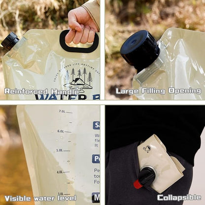HIKEMAN Collapsible Water Storage Carrier - 1.9 Gallon Portable Water Container with Spigot,Camping Water Bag for Outdoors Hiking Backpack Survival Kit (2PCS)