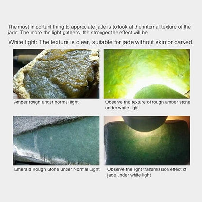 Jade Appraisal Flashlight, DX4 USB Rechargeable Jade Appraisal Light Detector Lamp 4 Lights Expert Jade UV Torch for Jewelry Appraisal , Currency Checking