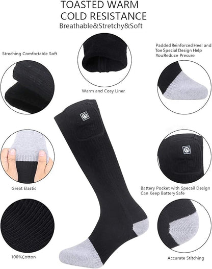 Heated Socks Men Women Battery Sock for Cold Feet Thermal Electric Socks for Camping Winter Footwarmers