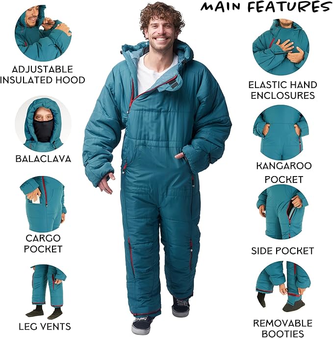 Selk'bag Original Wearable Sleeping Bag - Outdoor & Indoor Sleeping Bags - Sleeping Bag Suit - Temp Rating 35 to 44 Degrees F