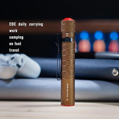 ZZ Seven Star Beetle EDC flashlight, ultra compact LED100 lumens, mini with tactical flash, equipped with AAA alkaline battery, suitable for camping and hiking, daily carrying (desert color)