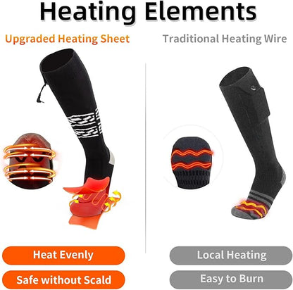 Heated Socks for Men Women, Rechargeable 5000mAh Battery Electric Heated Socks Washable Winter Socks for Foot Warmer Skiing Camping Hiking