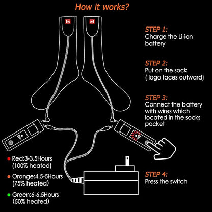 Heated Socks Rechargeable Electric Battery Heating Socks for Men Women with 3 Adjustable Heating Levels for Skiing Riding Hunting