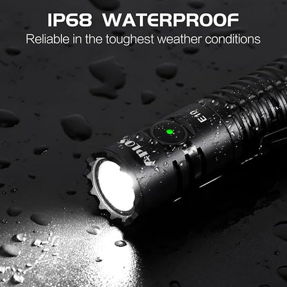 APLOS E10 Rechargeable LED Flashlight, 1300 High Lumens Pocket Flashlight USB C, 6 Modes Super Bright Small Tactical Flash Light for EDC, Camping, Emergency, Inspection, Repair