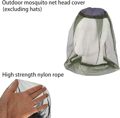 2 Pack Head Net Face Mesh, Mosquito Hat Mask Head Cover for Camping Hiking Fishing Protecting from Insect Bug Bee Mosquito Gnats Green