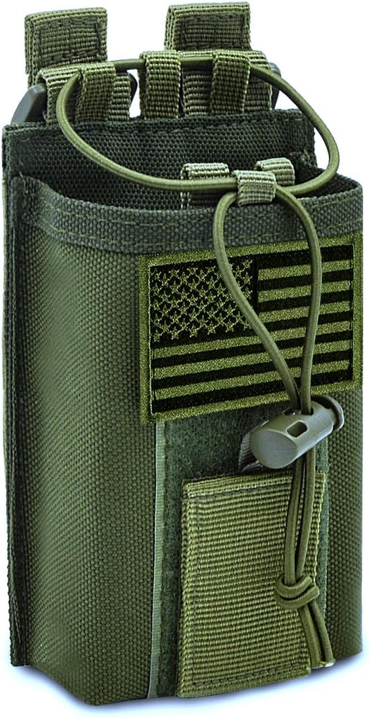 Molle Radio Pouch Holster Tactical Holder Duty Belt Accessories Military Heavy Bag for Two Ways Walkie Talkies Adjustable Storage with 1 Pack Patch