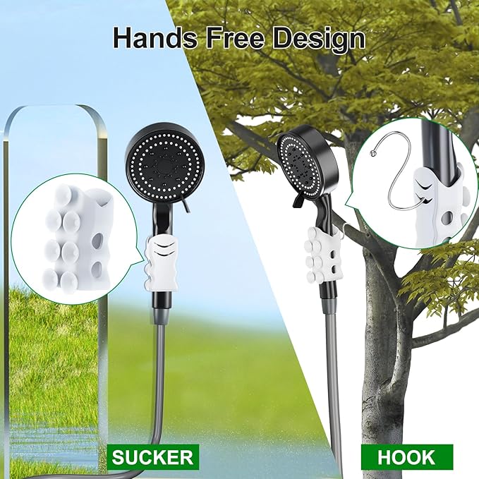 PChero Portable Camping Shower, Outdoor Electric Shower Pump with 5200mah USB Rechargeable Battery, Camping Shower Head Nozzle for Hiking, Traveling, Washing