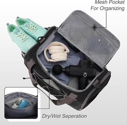 MAXTOP Gym Bag for Women Men Travel Duffle Bag Large Capacity Carry On Weekender Overnight Bag With Shoe Compartment Gym Tote Dry Wet Separation Duffel Bag for Travel