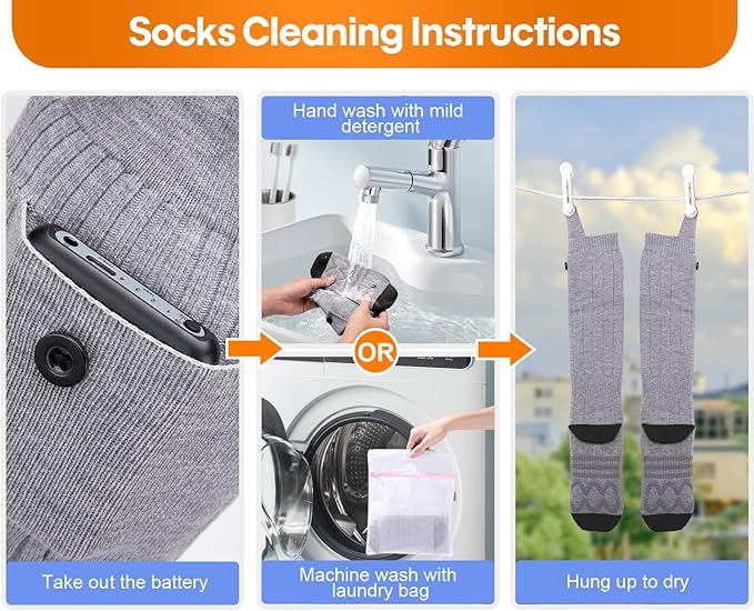 Heated Socks, Heated Socks for Women Men, 5000mAh Rechargeable Electric Heated Socks Up to 8 Hours, Washable Winter Warm Socks for Outdoors Work Fishing Hunting Skiing Cycling Hiking Camping