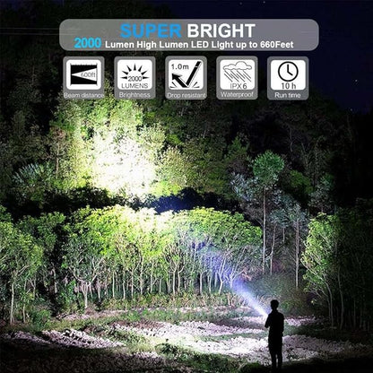USB Rechargeable Flashlight, Magnetic LED Flashlight, 2000 Lumen Super Bright LED Tactical Flashlight with Cob Worklight,Waterproof,Zoomable Small LED Flashlight for Camping, Flashlight with Holsters