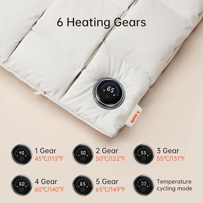 JISULIFE Hand Warmers Rechargeable, 6 Gears Heated Gloves with Power Bank, Multi-Functions Heating Pad & Hand Warmers, Heated Gloves Gifts for Women, Kids, Hunting, Camping