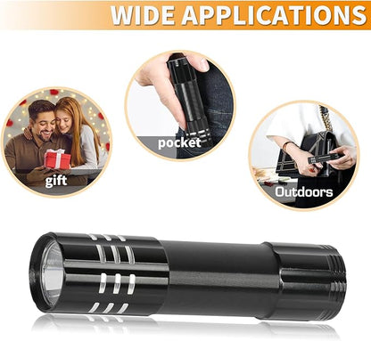 6 Pack LED Aluminum Small Mini USB C Rechargeable Flashlights, Handheld Small Flashlight Bulk for Kids, Portable Camping Bright High Lumens Flashlight Christmas Gifts (Black)