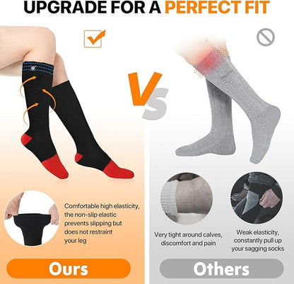 SNOW DEER Heated Socks for Men Women, 7.4V Rechargeable Battery Electric Socks, Heated Ski Socks for Hunting Fishing Camping Hiking Skiing Foot Warmer