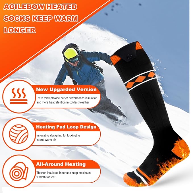 Heated Socks for Men Women,5000mAh Rechargeable Foot Warmer Electric Heating Socks with 3 Heating Settings & App Remote Control Thermal Electric Socks,Warm Socks for Hunting Skiing Camping Hiking