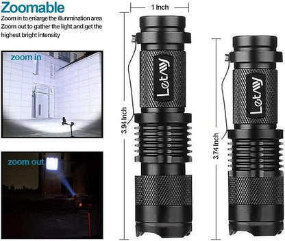 LETMY Tactical Flashlight, Super Bright LED Mini Flashlights with Belt Clip, Zoomable, 3 Modes, Waterproof - Best EDC Flashlight for Gift, Hiking, Camping, Hurricane & Power Outage (4 Pack)