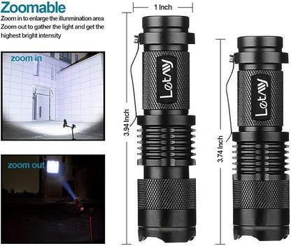 LETMY Tactical Flashlight, Super Bright LED Mini Flashlights with Belt Clip, Zoomable, 3 Modes, Waterproof - Best EDC Flashlight for Gift, Hiking, Camping, Hurricane & Power Outage (2 Pack)
