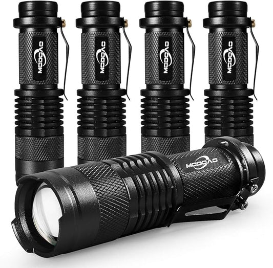 MODOAO Mini LED Flashlight 3 modes Ultra-Bright Light 300 Lumens Handheld Flashlights Small for Kids Child Camping Cycling Hiking Emergency Torch Light 5pack (Black)