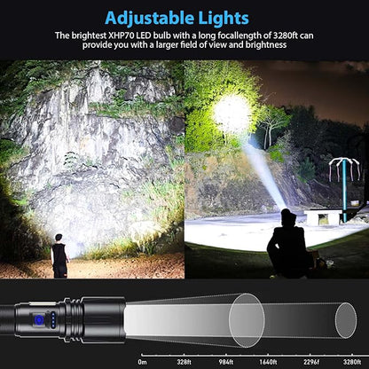 Cinlinso Flashlights High Lumens Rechargeable, 990,000 Lumens Super Bright Led Flashlight, 7 Modes with COB Light, IPX6 Waterproof, Handheld Powerful Flash Light for Hu∩ting, Camping, Emerge∩cies
