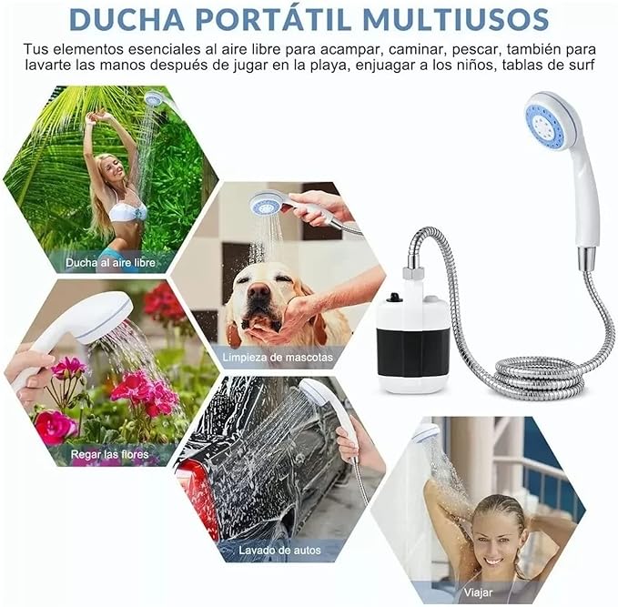 Portable Outdoor Shower with Shower Pump, 2200mAh Battery Powered Camping Shower with 59.1Inch Hose, Water Saving, Camping Showerhead for Beach Hiking