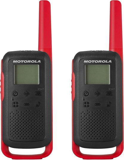 Motorola Solutions, Portable FRS, T210, Talkabout, Two-Way Radios, Rechargeable, 22 Channel, 20 Mile, Black W/Red, 2 Pack