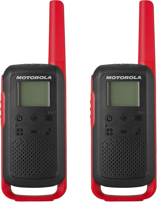 Motorola Solutions, Portable FRS, T210, Talkabout, Two-Way Radios, Rechargeable, 22 Channel, 20 Mile, Black W/Red, 2 Pack