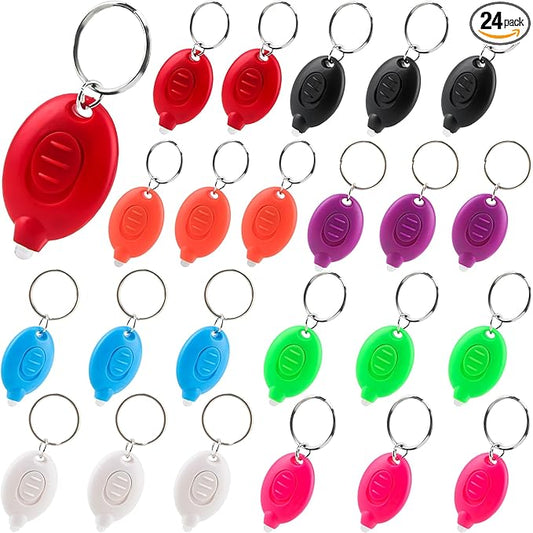 24 Pack Mini Led Flashlight Keychain Portable Ultra Bright Small Flashlight Key Ring for Outdoor Night Activities and Emergency Lighting (Color Set 1)