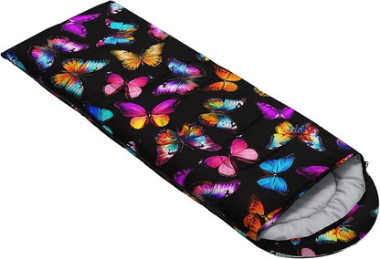 Camping Sleeping Bags,Mermaid Horse Butterfly Starry Sky 3 Season Warm & Cool Weather,Lightweight,Waterproof Sleeping Bags for Adults & Kids,Traveling,and Outdoors,Camping Gear Equipment