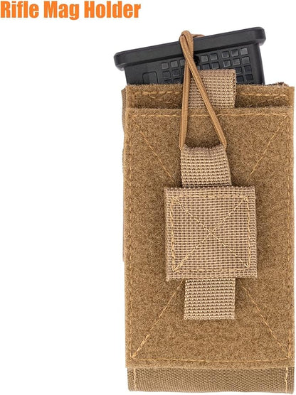 Adjustable Radio Pouch MOLLE Radio Holder for Tactical Duty Belt Two Ways Radio Holster Walkie Talkies Case Rifle Mag Carrier 5.56mm 7.62mm Magazine Nylon Carry Bag for Police Security Rescue