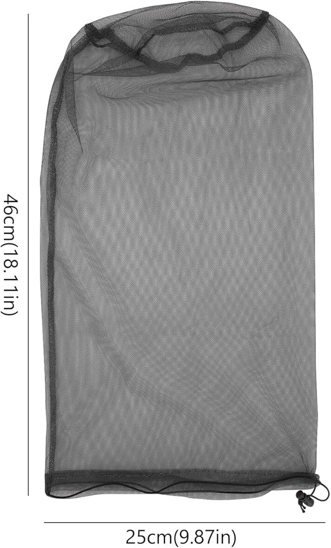 Dohia Mosquito Head Net Mesh with Drawstring Bug Face Netting Insect Net Mask Cover Mesh Face Shield for Men & Women Beekeeper Net Mask Protection D1-QWM (Black)