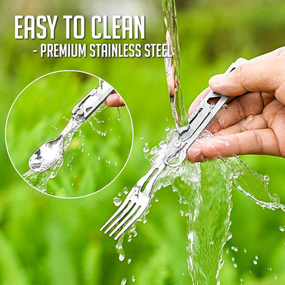 FLYHOMES 6 in 1 Camping Utensils Set Camping Fork Spoon Knife Combo Detachable Camping Flatware Set Portable Utensils for Outdoor Camping Hiking (1 PCS)…