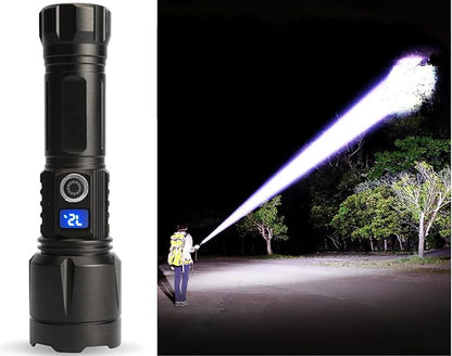Super Bright LED Flashlight Handheld Tactical for Home Office car Camping Fishing Outdoor Emergency use, Water Resistance, zoomable 24 Hours Battery Life, Storage case 5 Mode. Power Display